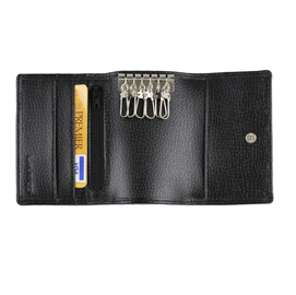 Portachiavi e carte - 11 x 7,5 cm - vera pelle - nero - laurige france