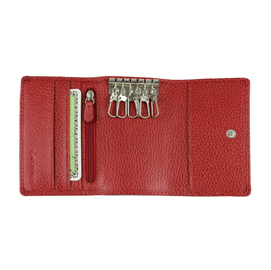 Portachiavi e carte - 11 x 7,5 cm - vera pelle - rosso - laurige france