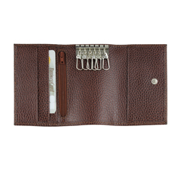 Portachiavi e carte - 11 x 7,5 cm - vera pelle - marrone - laurige france