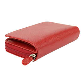 Portafogli c/zip - 13 x 10 cm - vera pelle - rosso - laurige france