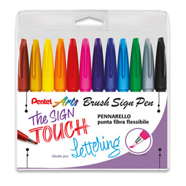 Pennarello sign pen - colori assortiti - pentel - conf. 12 pezzi