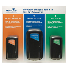 Pannello per protezione e lavaggio delle mani - con 3 dispenser - 67,4 x 60 x 1 cm - nettuno