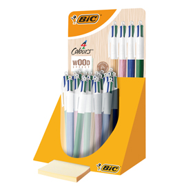 Penna a sfera 4 colors wood - colori assortiti - bic - expo 30 pezzi