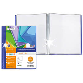 Portalistini asso ti - personalizzabile - pp liscio - 15 x 21 cm - 80 buste -  blu - sei rota