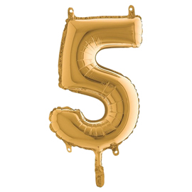 Palloncino - numero 5 - h 36 cm - mylar - oro - big party