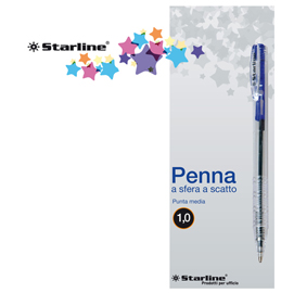 Penna a sfera a scatto  - punta 1,0mm - blu - starline - conf. 20 pezzi