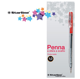 Penna a sfera a scatto  - punta 1,0mm - rosso - starline - conf. 20 pezzi