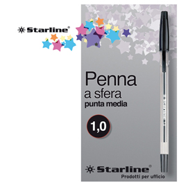 Penna a sfera con cappuccio - punta media 1,0mm - nero  - starline -  conf. 50 pezzi