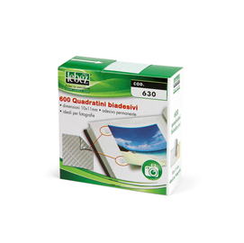 Quadratini biadesivi per foto - 10 mm - lunghezza nastro 11 mm - trasparente - lebez - conf. 600 pezzi