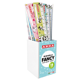 Righelli fancy - 16 cm - fantasie assortite - arda - barattolo 24 pezzi