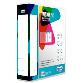 Raccoglitore personalizzabile vision - 22 x 30 cm - 4 anelli a d 50 mm - dorso 7 cm - neutro - favorit