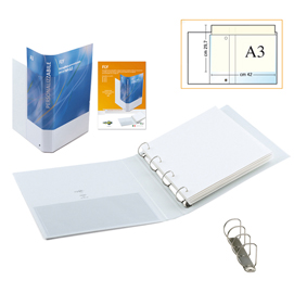 Raccoglitore personalizzabile fly - 4 anelli a d 40 mm - dorso 5,5 cm - 22x30 cm - bianco - sei rota