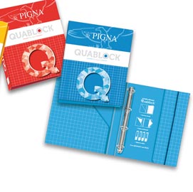 Raccoglitore ad anelli quablock - 26x32cm - 4 anelli - dorso 4cm - pigna