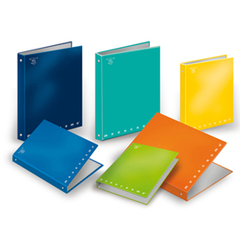 Raccoglitore monocromo - 4 anelli tondi 25 mm - dorso 3 cm - 18,5x22 cm - colori assortiti - pigna