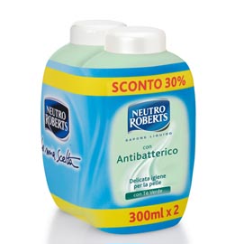 Ricarica di sapone liquido - antibattericol - neutro roberts - conf. 2 pezzi da 300 ml