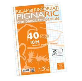 Ricambi forati rinforzati pignaric - a4 - quadretto 10mm - 40 fogli - 80gr - pigna
