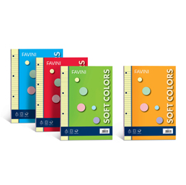 Ricambi forati soft colors - a4 - quadretto 4mm - 100 fogli - 80gr - 5 colori assortiti - favini
