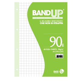 Ricambi bandup forati rinforzati - a4 - quadretto 10mm - 40 fogli - 90gr - bm