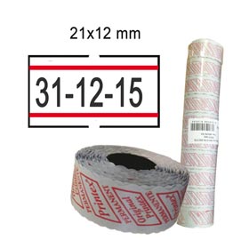 Rotolo da 1000 etichette per printex smart - 21x12 mm - adesivo removibile - bianco con righe rosse - pack 10 rotoli