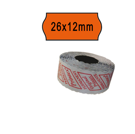 Rotolo da 1000 etichette a onda per printex smart 8/2612 - 26x12 mm - adesivo permanente - arancio - printex - pack 10 rotoli