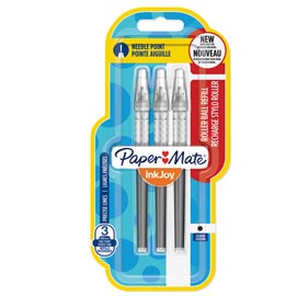Refill inkjoy roller liquid stick - punta 0,5mm  - nero - papermate - conf. 3 pezzi