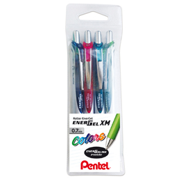 Roller scatto energel xm - punta 0,7mm - astuccio 4 colori - pentel