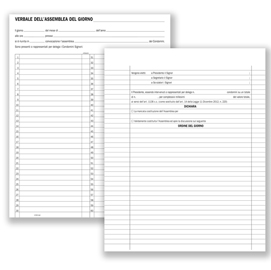 Registro verbali assemblee condominiali - 80 pag - formato 31x24,5cm - du136400000 - data ufficio