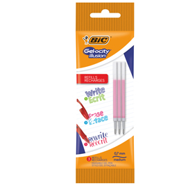 Refill a sfera gel cancellabile gelocity illusion - punta 0,7mm - rosso - bic - conf. 3 pezzi