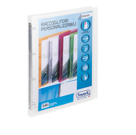 Raccoglitori personalizzabile lumina - trasparente - 4 anelli tondi diametro 15mm - 22x30cm - favorit