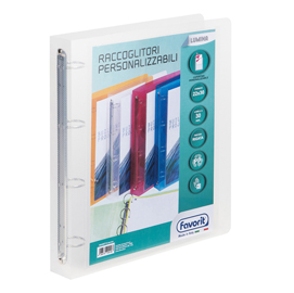 Raccoglitori personalizzabile lumina - trasparente - 4 anelli tondi diametro 30mm - 22x30cm - favorit