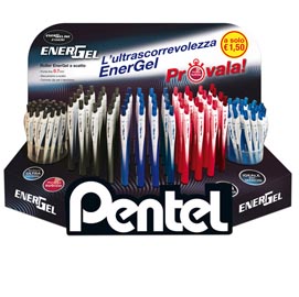 Roller energel slim - punta 0,7 mm - 3 colori assortiti - pentel - expo 120 pezzi