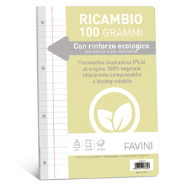 Ricambi c/rinforzo ecologico - a4 - 100 gr - 40 fg - 1 rigo con margine - favini