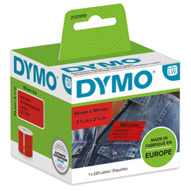Rotolo 220 etichette per dymo labelwriter - spedizione/badge - 54x101 mm - rosso - dymo