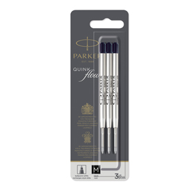 Refill sfera quinkflow - punta media - nero - parker - blister 3 pezzi