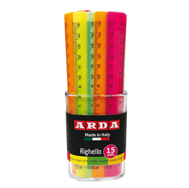 Righelli - 15 cm - colori assortiti fluo - arda - barattolo 50 pezzi