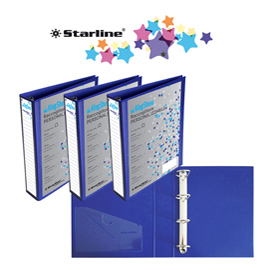 Raccoglitore personalizzabile kingshow - 4 anelli a d 30 mm - dorso 4 cm - 22x30 cm - blu -starline