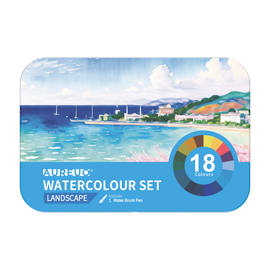 Set 18 demi-godet + pennello brush colori paesaggi dom