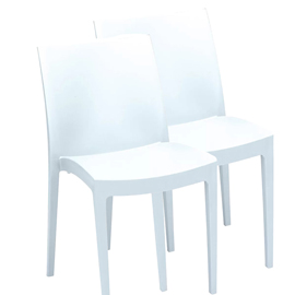 Sedia venice - 51 x 49 x 80 cm - polipropilene - bianco - grandsoleil - conf. 2 pezzi