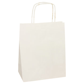 Shopper twisted - maniglie cordino - 14 x 9 x 21 cm - carta kraft - bianco - mainetti bags - conf. 25 pezzi