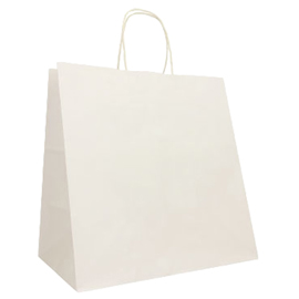 Shopper twisted xlarge - maniglie cordino ritorto - 32 x 23 x 35 cm - carta kraft - bianco - mainetti bags - conf. 25 pezzi