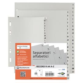Separatore alfabetico a/z record r - ppl - 21x29,7 cm - a4 - grigio - sei rota