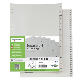 Separatore numerico 1/12 record r - ppl - 21x29.7 cm - a4 - sei rota