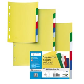 Separatore record s - 6 tasti - pp - 21x29,7 cm - a4 - multicolore - sei rota