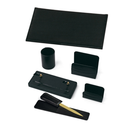 Servizio scrittoio classic in similpelle - 6 componenti - nero - niji italiana