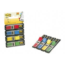Segnapagina post it® index mini - 12x43,2 mm - 4 colori classici - post it® - conf. 140 pezzi
