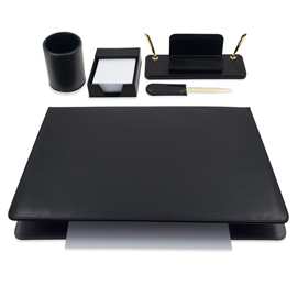 Servizio scrittoio art.119 nero in similpelle (5 componenti)