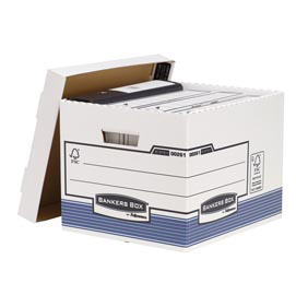 Scatola archivio bankers box system - con coperchio - 33,3x28,5x38 cm - bianco - fellowes