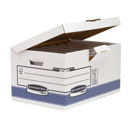 Scatola archivio bankers box system - con coperchio a ribalta - 37,8x29,3x54,5 cm - bianco - fellowes