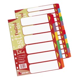 Separatore festival - 6 tasti neutri colorati - cartoncino 140 gr - a4 - multicolore - king mec