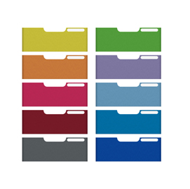 Set 10 frontalini colorati modulo a4 - per cassetti 5,4 cm - colori assortiti - multiform